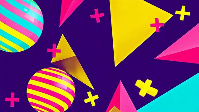 Colorful geometric shapes on dark background