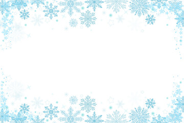 PNG image of Elegant border design featuring detailed ice blue snowflakes sparkling with white orbs and stars on transparent background © Nurun Nahar