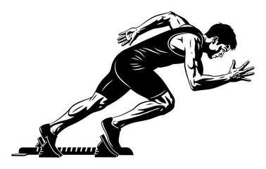 Obraz premium Sprinter Start - Silhouette Vector Illustration