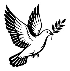 Fototapeta premium Dove with Olive Branch - Vector Illustration