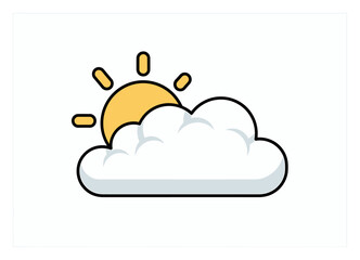 Fototapeta premium Sun & Cloud Icon - Weather App Illustration