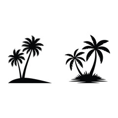 Beach & Island Vector, Silhouette, Illustration