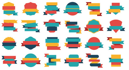 Collection of colorful abstract geometric shapes and ribbons.