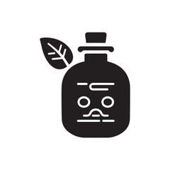 Organic Natural Essential Oil Bottle Floating on Gentle Minimalist Zen Water Waves. 