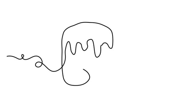 Easter cake and eggs one line art, hand drawn continuous contour. Christian orthodox religion holiday Resurrection of Jesus Christ design, festive decoration. Editable stroke. Isolated. Vector illustr