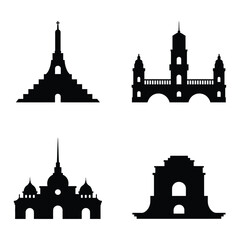 Cultural Travel Vector, Silhouette, Illustration