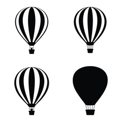 Hot Air Balloon Travel Vector, Silhouette, Illustration