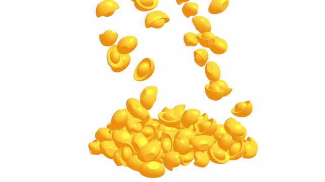 Chinese gold ingot yuan bao. Wealth, prosperity, fortune lucky success. Traditional Chinese New Year culture. 3d render animation available in FullHD and 4K video