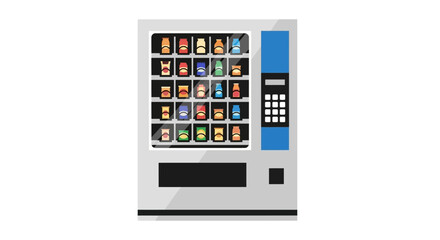 Modern vending machine with various products and digital interface.