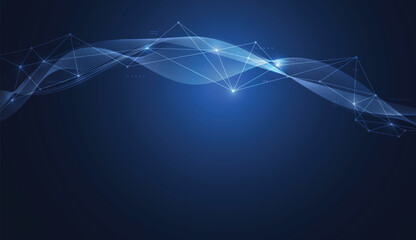 Plakat Abstract technology with molecule. Artificial intelligence concept. Flowing dot particle wave flow line. Data transfer concepts in internet. Vector illustration