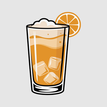 Dominican Morir Sonando Vector Illustration of Creamy Orange Juice Drink with Ice Cubes