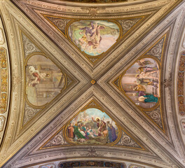 Obraz premium NOVARA, ITALY - JANUARY 15, 2026: The frescoes from the life of St. John the Baptist in the church Chiesa di San Giovanni Decolato by Paolo Giovanni Crida (1958).