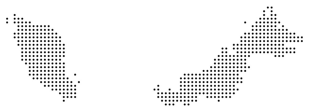 Black Dot Malaysia Map Asian Country