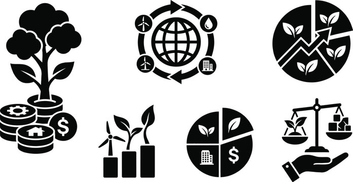 Sustainable investment portfolio icon showing asset diversification