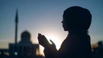 Generative AI. Muslim is praying at the mosque in the night