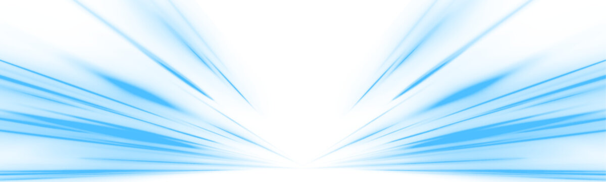Neon laser blue lines streak along city road and highway traffic. Light motion forms futuristic energy trail speed flows, glowing wave. Blue rays zoom in motion effect. Vector illustration png.
