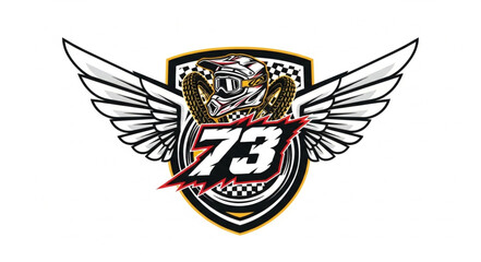 Naklejka premium Racing Logo with Wings and Number.