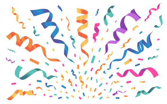 Confetti Celebration Background for Anniversary Events: Streamers Delight in Carnival Atmosphere, Party Supplies for Birthday Bash, Festive Graphic for Holiday Design, Celebration Invitation Template,