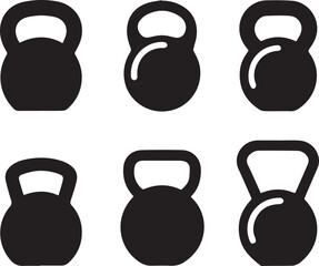 Fototapeta premium Kettlebell Silhouette Vector Icon, Kettlebell Silhouettes