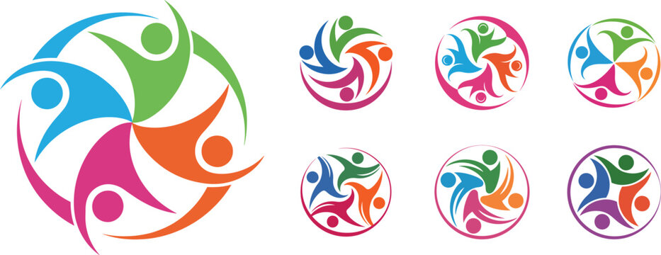 Vibrant teamwork logos for business and community projects