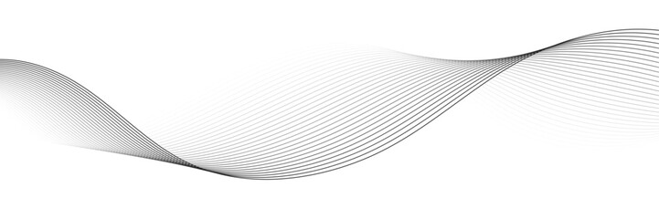 Abstract wavy lines pattern flowing smooth curve halftone gradient. Dynamic wave line pattern isolated on transparent background. Editable stroke vector background © Olga Tsikarishvili