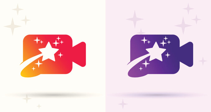    Camera star swoosh logo media video recording production studio creative brand icon
