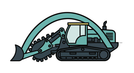 Fototapeta premium Vector illustration of a rock saw machine heavy construction equipment isolated on white