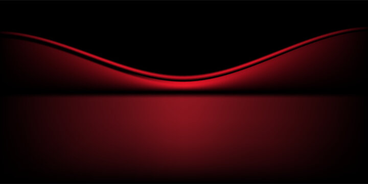 Red studio background. Abstract limbo podium studio room. Dark red gradient wall floor and spotlight scene. Showcase, promotion display. Vector stage mockup illustration