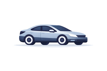 Fototapeta premium Stylized Light Blue Car on White Background