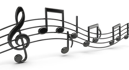 Classical Music Concept with 3D Black Notation Symbols