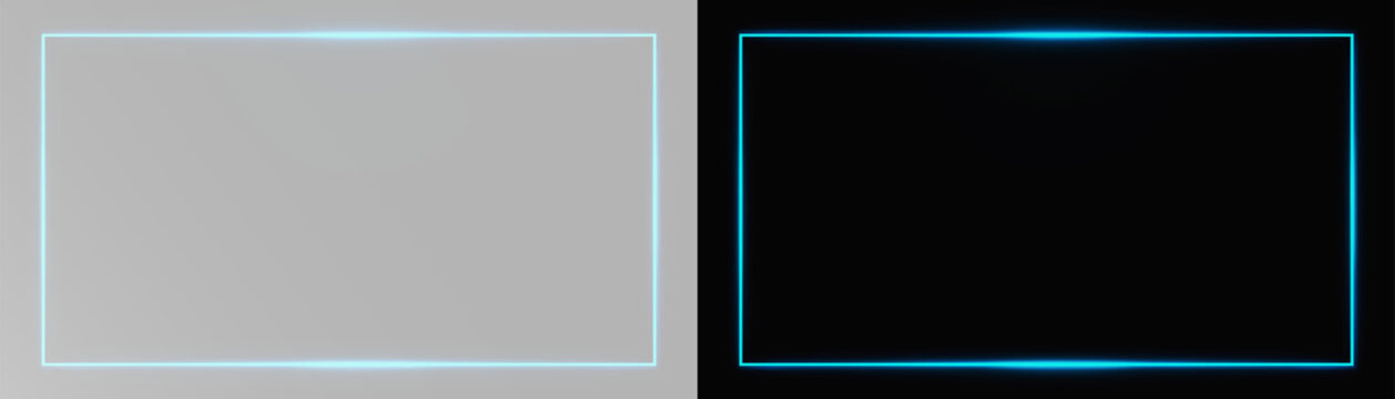 Blue Neon Frame &ndash; Bold Rectangular Border Design neon frame for games and videos png
