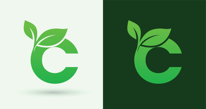    Letter C Leaf Logo Eco Green Organic Nature Monogram Sustainable Brand Identity Alphabet Icon
