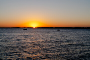 Obraz premium Golden Sunrise on Nile River in Aswan Egypt