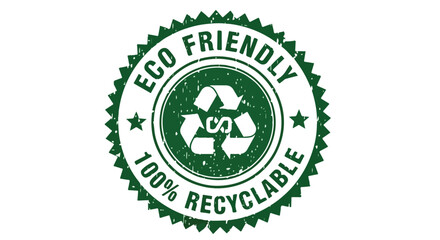 Obraz premium Green Eco Friendly 100% Recyclable Rubber Stamp Label