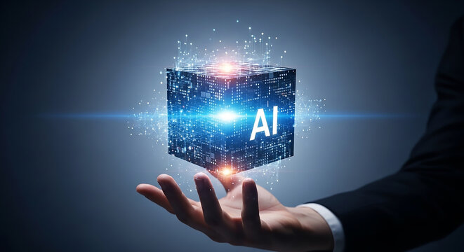 Hand Exploring Artificial Intelligence Data Cube Interface