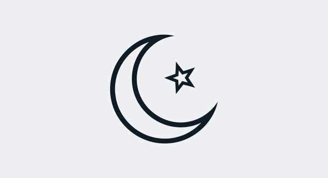 Crescent moon with star illustration symbolizing Ramadhan celebration vector graphic