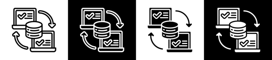 Data Portability Icon Set In Black And White Filled Style Collection