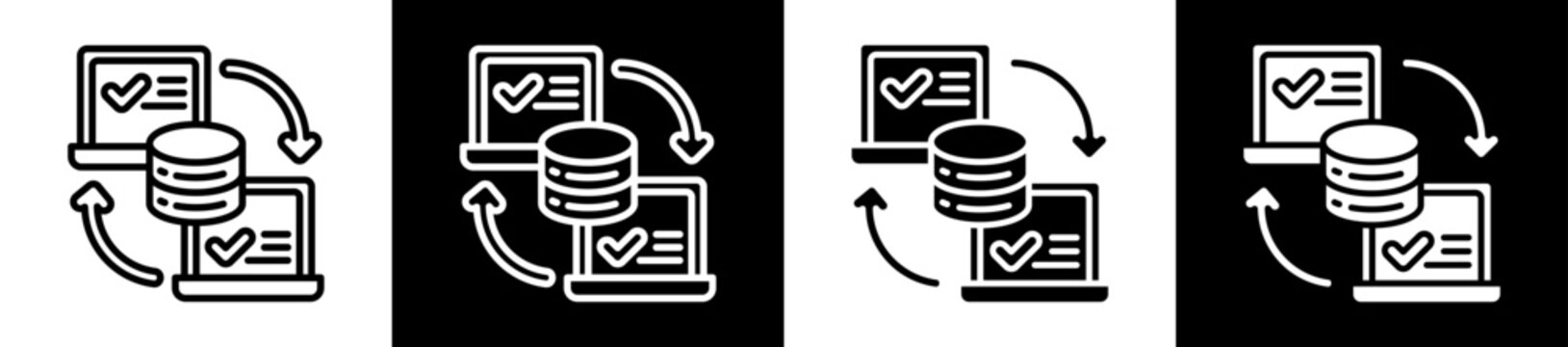 Data Portability Icon Set In Black And White Filled Style Collection