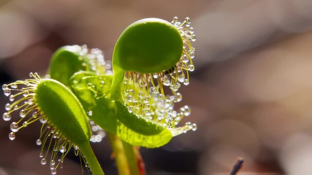 Close-up of a Venus flytrap plant with water droplets