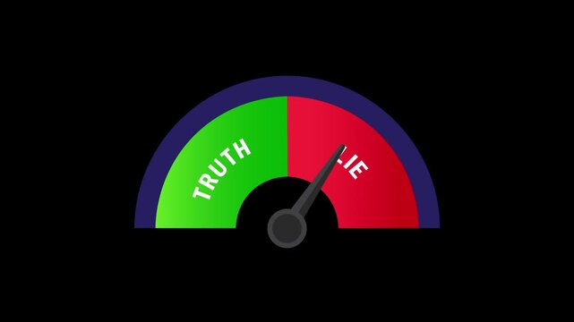 Truth and lie detector video animation. Polygraph scale video. Truth concept with black background, 4k video.