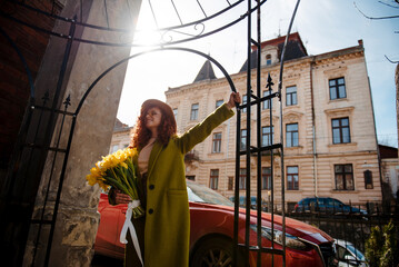 Woman with Tulips Spring Fashion