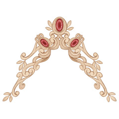 Ornate Golden Tiara with Red Gemstone © elsabenaa