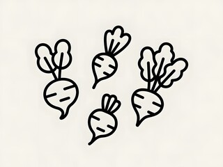 Obraz premium Whimsical illustrations of stylized broccoli florets arranged in a playful manner