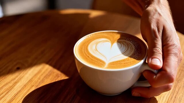 Coffee cup with heart shaped foam