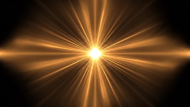A bright, glowing light radiates vibrant, golden rays against a dark background