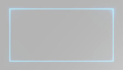 Blue glowing neon rectangle frame border light glow illuminated bright shape transparent background...