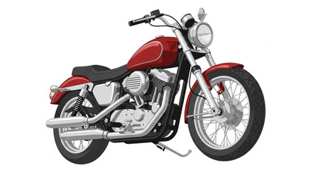 Obraz premium Red Classic Motorcycle Illustration.