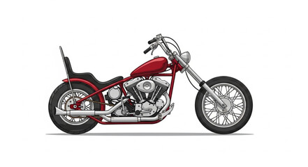 Obraz premium Red Classic Motorcycle Side View.