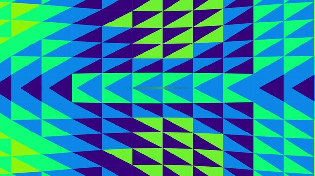 Geometric Pattern of Triangles in Blue and Green Overlapping Shapes from a Direct Viewpoint