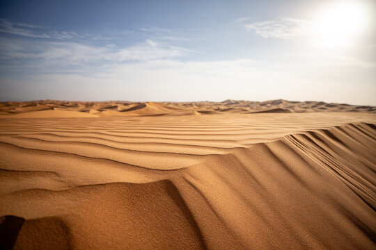 Rippled sand dunes in Rub al Khali desert 